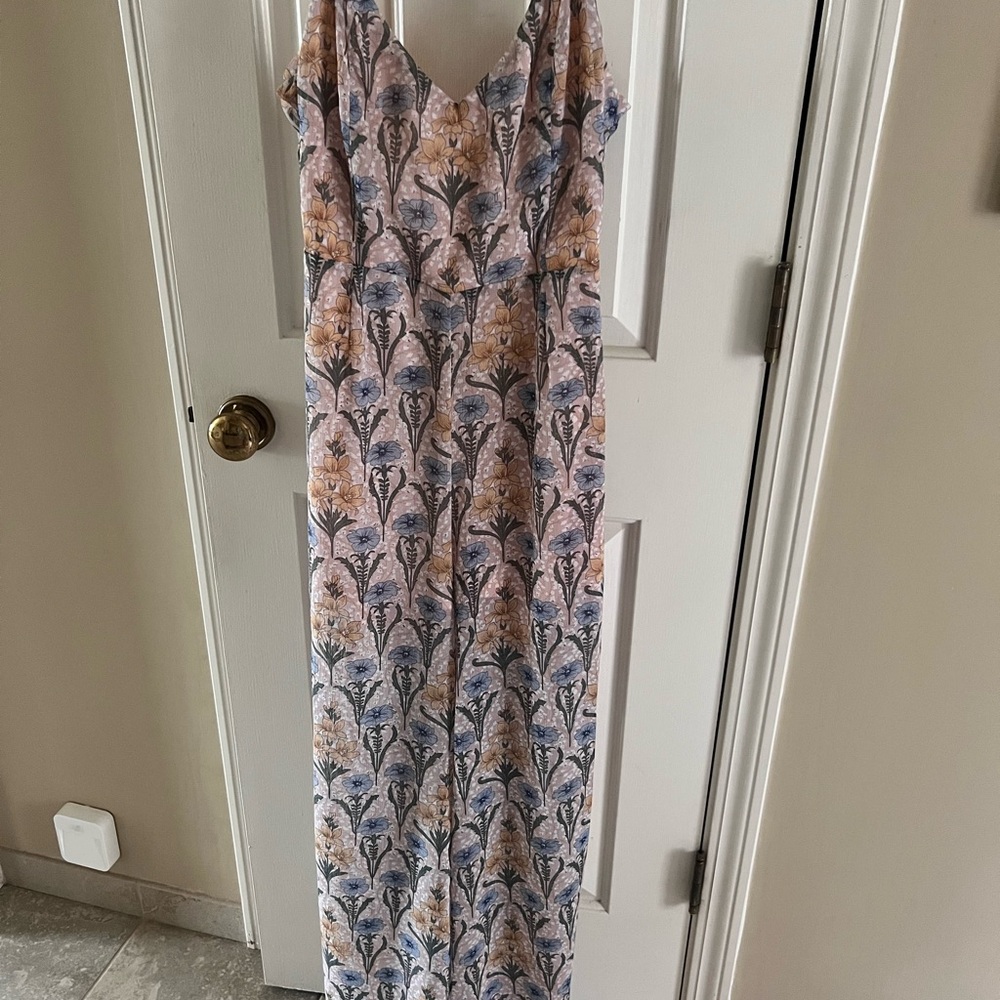 Floral Maxi Slip romper in Pastel Blue & Peach